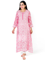 Load image into Gallery viewer, Seva Chikan Hand Embroidered Pink Georgette Lucknowi Chikankari Anarkali-SCL1288