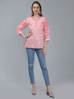 Load image into Gallery viewer, Seva Chikan Hand Embroidered Terivoil Cotton Lucknowi Chikan Top