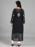 Load image into Gallery viewer, Seva Chikan Hand Embroidered  Georgette Lucknowi Chikankari kurta with Slip
