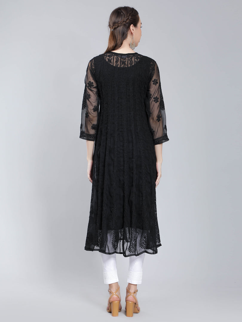 Seva Chikan Hand Embroidered Georgette Lucknowi Chikankari Anarkali