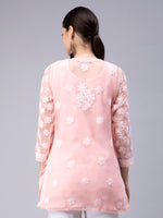 Load image into Gallery viewer, Seva Chikan Hand Embroidered Georgette Lucknowi Chikan Top With Slip