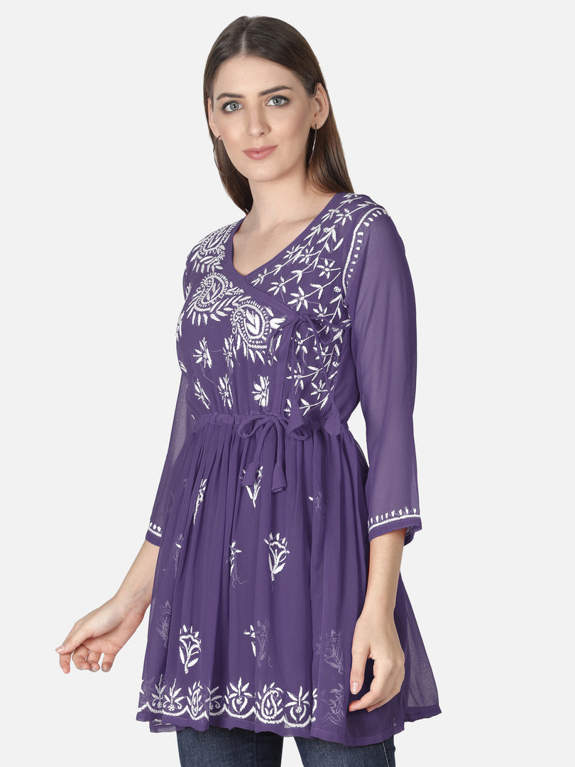 Seva Chikan Hand Embroidered Georgette Lucknowi Chikan Top