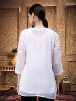 Load image into Gallery viewer, Seva Chikan Hand Embroidered Georgette Lucknowi Chikankari Top With Slip