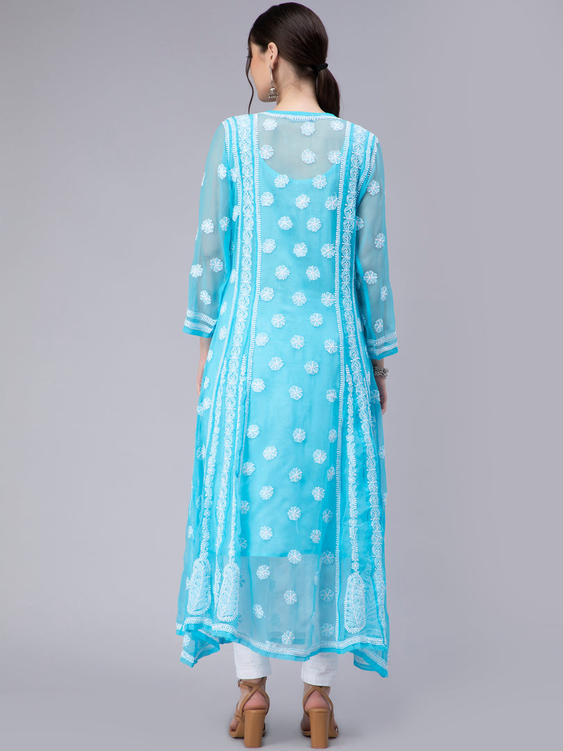 Seva Chikan Hand Embroidered Georgette Lucknowi Chikankari Anarkali Kurta