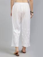 Load image into Gallery viewer, Seva Chikan Hand Embroidered White Rayon Cotton Lucknawi Chikankari Palazzo-SCL11000