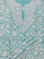 Load image into Gallery viewer, Seva Chikan Hand Embroidered Sea Green Georgette Lucknowi Chikankari Unstitched Suit Piece-SCL13134
