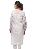 Load image into Gallery viewer, Seva Chikan Hand Embroidered White Cotton Lucknowi Chikan Kurta-SCL0669