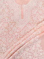 Load image into Gallery viewer, Seva Chikan Hand Embroidered Peach Georgette Lucknowi Chikankari Unstitched Suit Piece-SCL13132