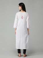 Load image into Gallery viewer, Seva Chikan Hand Embroidered White Cotton Lucknowi Chikankari Kurta