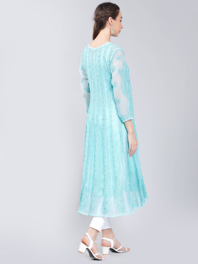 Seva Chikan Hand Embroidered Georgette Lucknowi Chikankari Anarkali