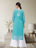 Load image into Gallery viewer, Seva Chikan Hand Embroidered Georgette Chikankari Kurta With Matching Slip