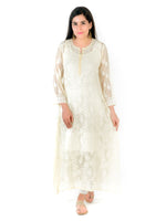 Load image into Gallery viewer, Seva Chikan Hand Embroidered Beige Georgette Lucknowi Chikankari Anarkali-SCL1337