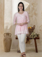 Load image into Gallery viewer, Seva Chikan Hand Embroidered Georgette Lucknowi Chikan Top