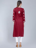 Load image into Gallery viewer, Seva Chikan Hand Embroidered Rayon Lucknowi Chikankari Kurta