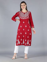 Load image into Gallery viewer, Seva Chikan Hand Embroidered Cotton Lucknowi Chikan Kurti