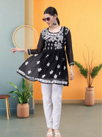 Load image into Gallery viewer, Seva Chikan Hand Embroidered Georgette Lucknowi Chikan Top