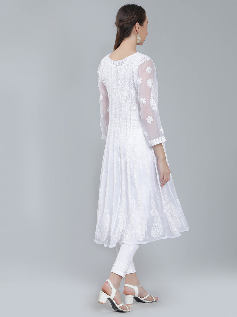 Seva Chikan Hand Embroidered Georgette Lucknowi Chikankari Anarkali