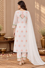 Load image into Gallery viewer, Seva Chikan Hand Embroidered White Terivoil Cotton Lucknowi Chikankari Unstitched Suit Piece-SEV15010
