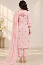 Load image into Gallery viewer, Seva Chikan Hand Embroidere Pink Terivoil Cotton Lucknowi Chikankari Unstitched Suit Piece-SEV15020