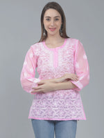 Load image into Gallery viewer, Seva Chikan Hand Embroidered Terivoil Cotton Lucknowi Chikan Top