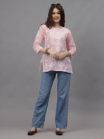 Load image into Gallery viewer, Seva Chikan Hand Embroidered Terivoil Cotton Lucknowi Chikan Top