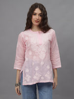 Load image into Gallery viewer, Seva Chikan Hand Embroidered Terivoil Cotton Lucknowi Chikan Top