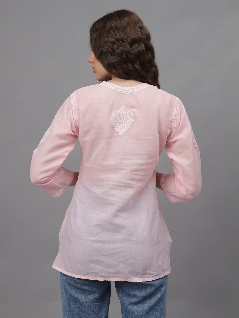 Seva Chikan Hand Embroidered Terivoil Cotton Lucknowi Chikan Top