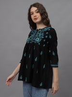 Load image into Gallery viewer, Seva Chikan Hand Embroidered Cotton Lucknowi Chikan Top