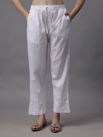 Load image into Gallery viewer, Seva Chikan Hand Embroidered Lucknowi Chikankari White Cotton Pant SCL11034