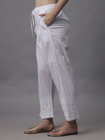 Load image into Gallery viewer, Seva Chikan Hand Embroidered Lucknowi Chikankari White Cotton Pant SCL11034