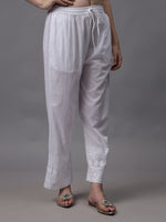 Load image into Gallery viewer, Seva Chikan Hand Embroidered Lucknowi Chikankari White Cotton Pant SCL11034