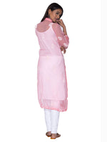 Load image into Gallery viewer, Seva Chikan Hand Embroidered Peach Faux Georgette Lucknowi Chikan Front Open Kurta-SCL0890