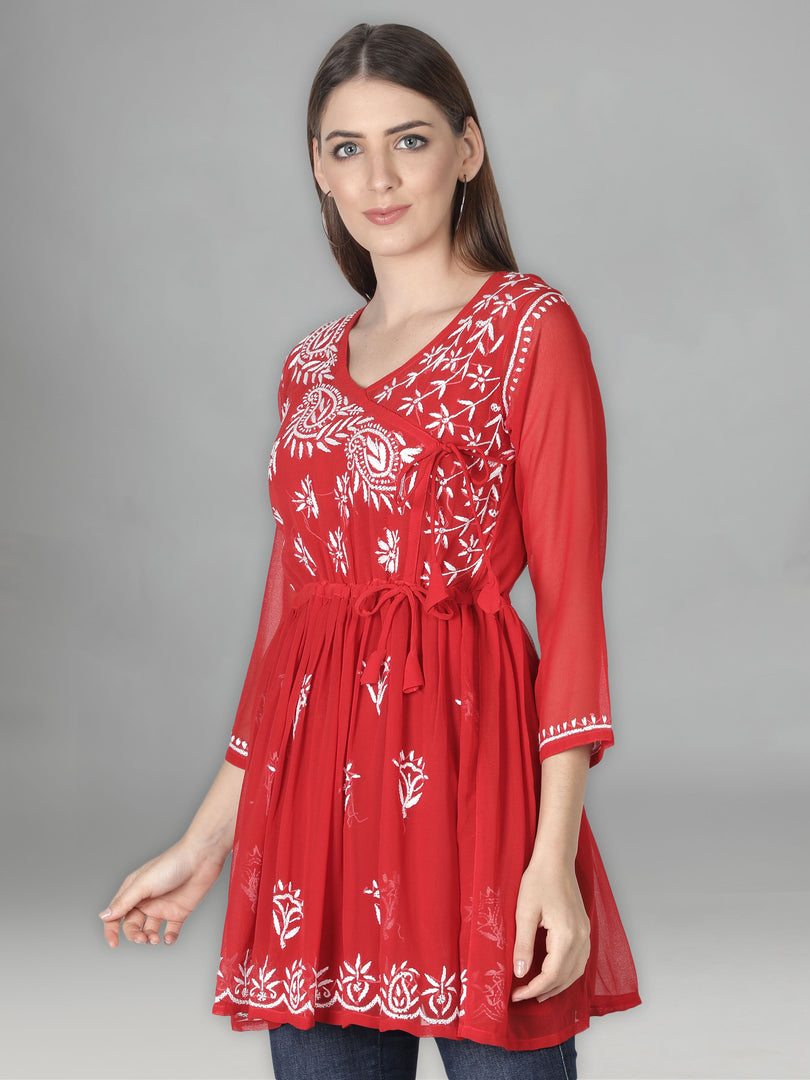 Seva Chikan Hand Embroidered Georgette Lucknowi Chikan Top