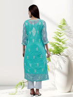 Load image into Gallery viewer, Seva Chikan Hand Embroidered Georgette Lucknowi Chikankari Kurta With Inner