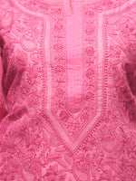 Load image into Gallery viewer, Seva Chikan Hand Embroidered Magenta Cotton Lucknowi Chikan Kurta-SCL0659