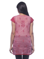 Load image into Gallery viewer, Seva Chikan Hand Embroidered Onion Pink Cotton Lucknowi Chikan Kurti-SCL0330