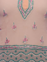 Load image into Gallery viewer, Seva Chikan Hand Embroidered Peach Georgette Lucknowi Chikankari Short Top With Sequins Work-SCL0168