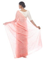 Load image into Gallery viewer, Seva Chikan Hand Embroidered Peach Georgette Lucknowi Saree-SCL2448
