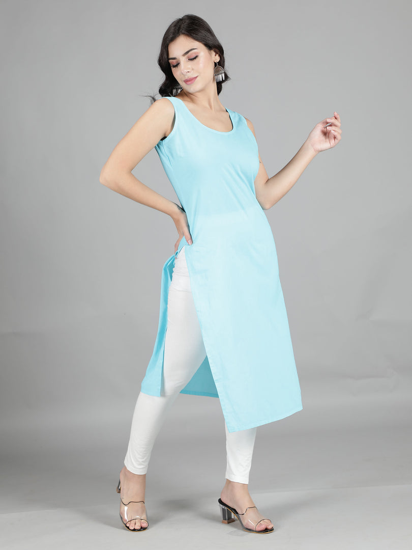 Seva Chikan Cotton Long Slips Combo of White (Pack of 2)