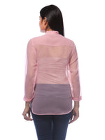 Load image into Gallery viewer, Seva Chikan Hand Embroidered Pink Georgette Lucknowi Chikankari Shirt-SCL0513