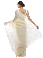 Load image into Gallery viewer, Seva Chikan Hand Emboidered Fawn Cotton Lucknowi Saree-SCL2313