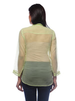 Load image into Gallery viewer, Seva Chikan Hand Embroidered Green Georgette Lucknowi Chikankari Shirt-SCL0515
