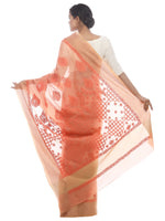 Load image into Gallery viewer, Seva Chikan Hand Embroidered Brown/Orange Cotton Lucknowi Saree-SCL2488
