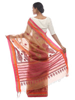 Load image into Gallery viewer, Seva Chikan Hand Embroidered Fawn Cotton Lucknowi Saree -SCL2492