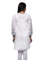Load image into Gallery viewer, Seva Chikan Hand Embroidered White Cotton Lucknowi Chikan Kurti-SCL0285