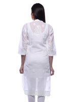 Load image into Gallery viewer, Seva Chikan Hand Embroidered White Cotton Lucknowi Chikan Kurti-SCL0293