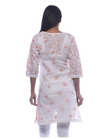 Load image into Gallery viewer, Seva Chikan Hand Embroidered White Cotton Lucknowi Chikan Kurti-SCL0294