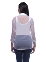 Load image into Gallery viewer, Seva Chikan Hand Embroidered White Poly Georgette Lucknowi Chikankari Shirt-SCL0518