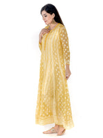 Load image into Gallery viewer, Seva Chikan Hand Embroidered Yellow Georgette Lucknowi Chikankari Anarkali-SCL1364