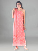 Load image into Gallery viewer, Seva Chikan Hand Embroidered Peach Cotton Lucknowi Chikan Unstitched Suit Piece-SCL1481